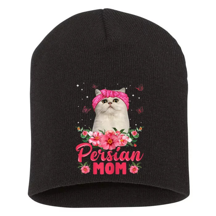 Cat Mom MotherS Day Gifts Flowers Persian Mom Short Acrylic Beanie