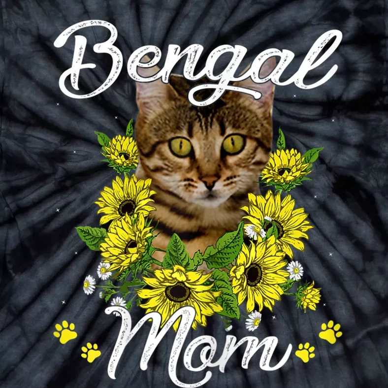 Cat Mom MotherS Day Gifts Sunflower Bengal Mom Tie-Dye T-Shirt