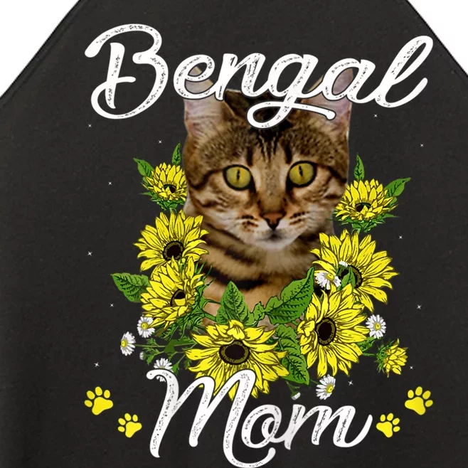 Cat Mom MotherS Day Gifts Sunflower Bengal Mom Women’s Perfect Tri Rocker Tank