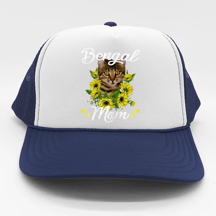 Cat Mom MotherS Day Gifts Sunflower Bengal Mom Trucker Hat