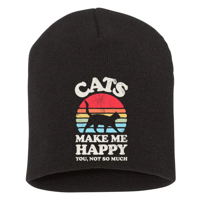 Cats Make Me Happy You Not So Much Short Acrylic Beanie