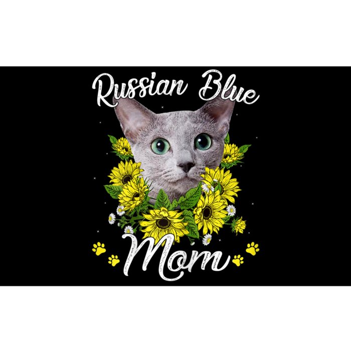 Cat Mom MotherS Day Kitten Sunflower Russian Blue Mom Bumper Sticker