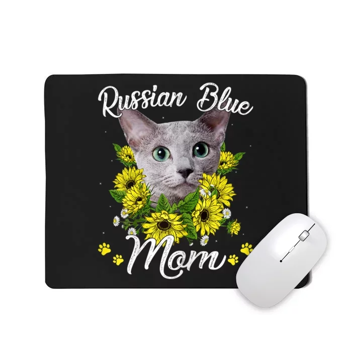 Cat Mom MotherS Day Kitten Sunflower Russian Blue Mom Mousepad