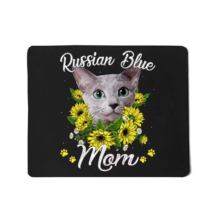 Cat Mom MotherS Day Kitten Sunflower Russian Blue Mom Mousepad