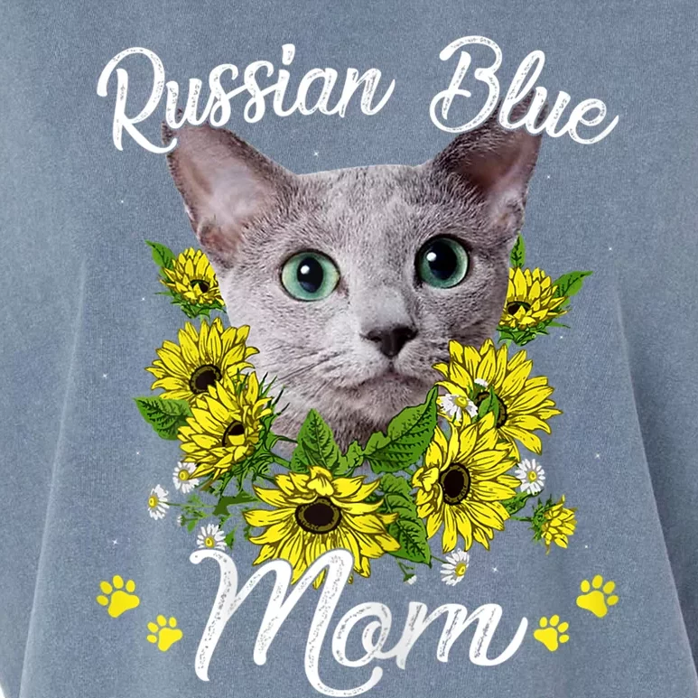 Cat Mom MotherS Day Kitten Sunflower Russian Blue Mom Garment-Dyed Women's Muscle Tee