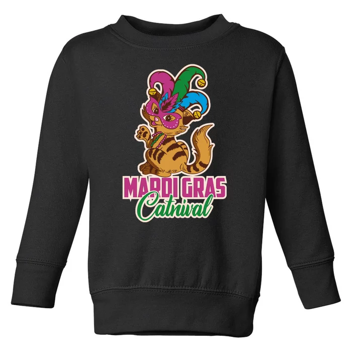 Cat Meow Mardi Gras Catnival Funny Mardi Gras Toddler Sweatshirt