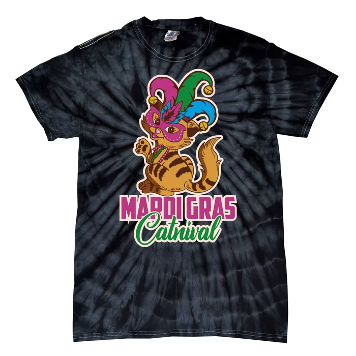 Cat Meow Mardi Gras Catnival Funny Mardi Gras Tie-Dye T-Shirt