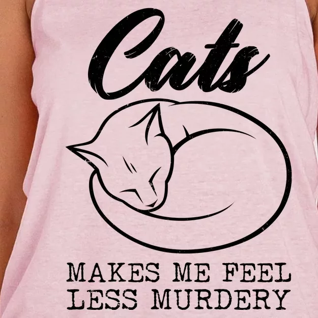 Cats Makes Me Feel Less Murdery Women's Knotted Racerback Tank