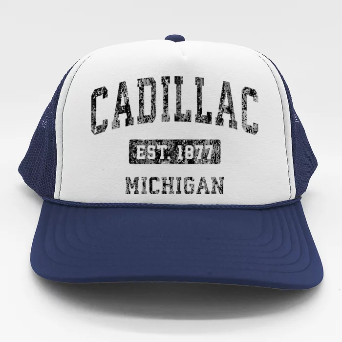 C.A.D.I.L.L.A.C Michigan Mi Vintage Sports Design Trucker Hat