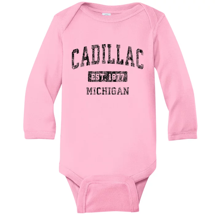 C.A.D.I.L.L.A.C Michigan Mi Vintage Sports Design Baby Long Sleeve Bodysuit