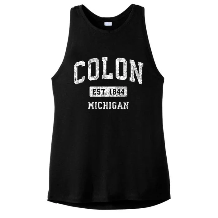 Colon Michigan Mi Vintage Athletic Sports Ladies Tri-Blend Wicking Tank