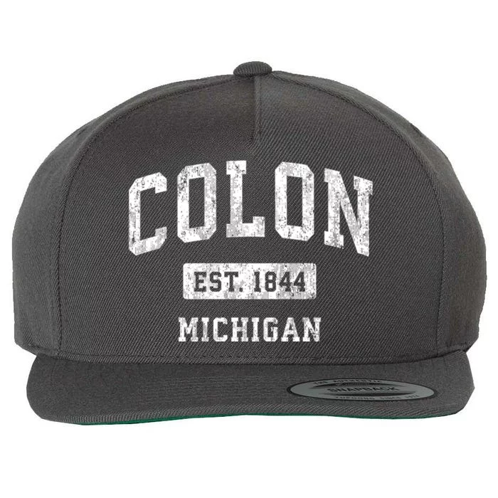 Colon Michigan Mi Vintage Athletic Sports Wool Snapback Cap