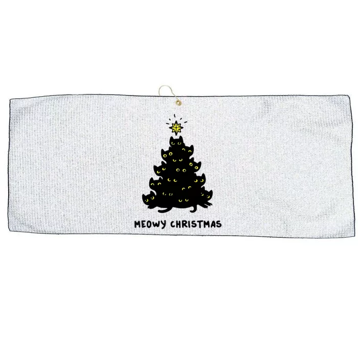 Christmas Merry Meowy Funny Gift Cats Christmas Tree Sweater Gift Large Microfiber Waffle Golf Towel