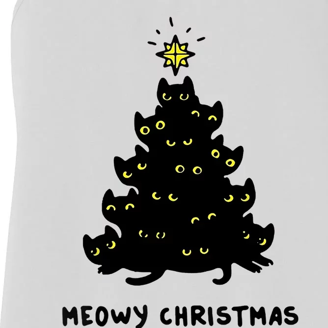 Christmas Merry Meowy Funny Gift Cats Christmas Tree Sweater Gift Women's Racerback Tank