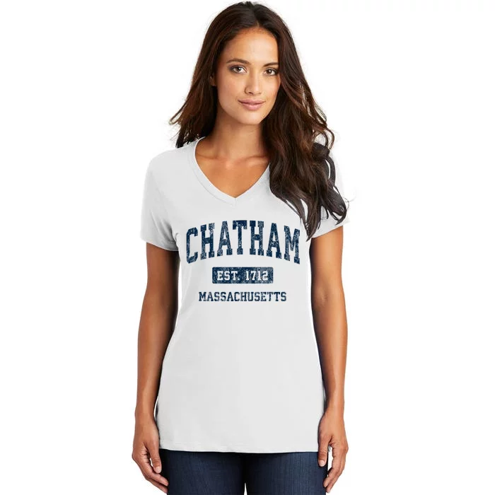 Chatham Massachusetts Ma Vintage Athletic Sports Women's V-Neck T-Shirt