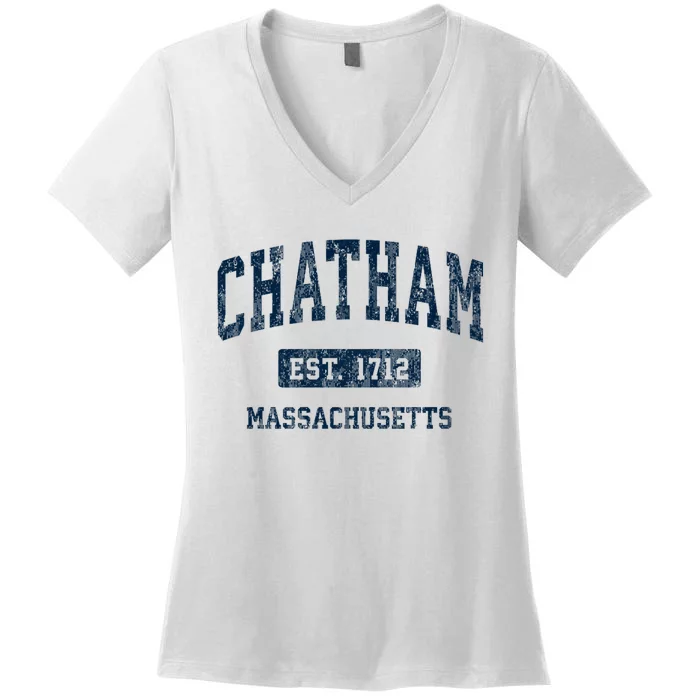 Chatham Massachusetts Ma Vintage Athletic Sports Women's V-Neck T-Shirt