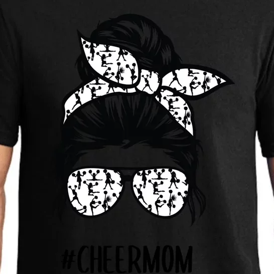 Cheer Mom Messy Bun Hair Glasses Cheerleader Meaningful Gift Pajama Set