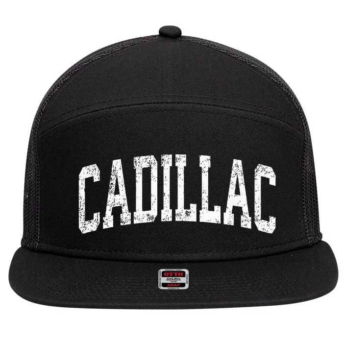 C.A.D.I.L.L.A.C Michigan Mi Vintage Athletic Sports Design 7 Panel Mesh Trucker Snapback Hat