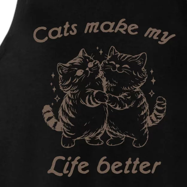 Cats Make My Life Better Cute Dancing Cats Ladies Tri-Blend Wicking Tank