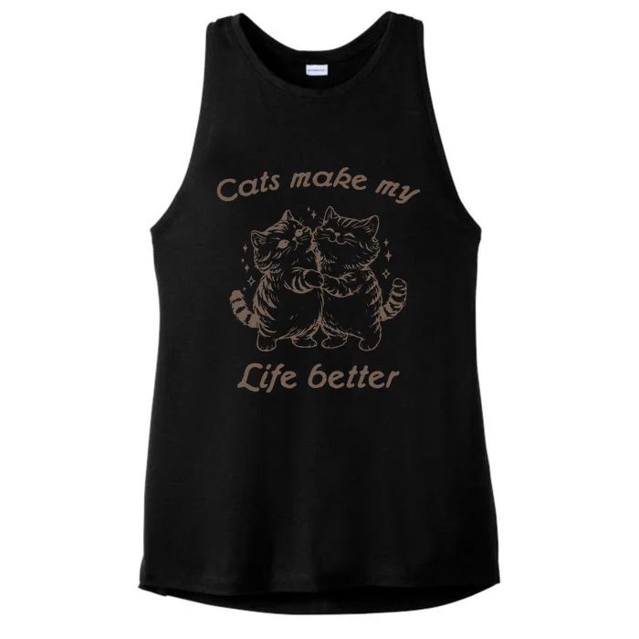 Cats Make My Life Better Cute Dancing Cats Ladies Tri-Blend Wicking Tank