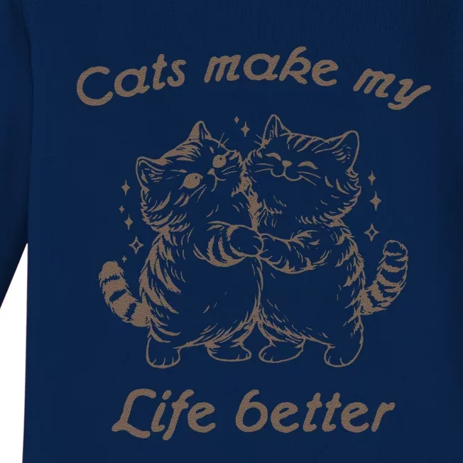 Cats Make My Life Better Cute Dancing Cats Baby Long Sleeve Bodysuit