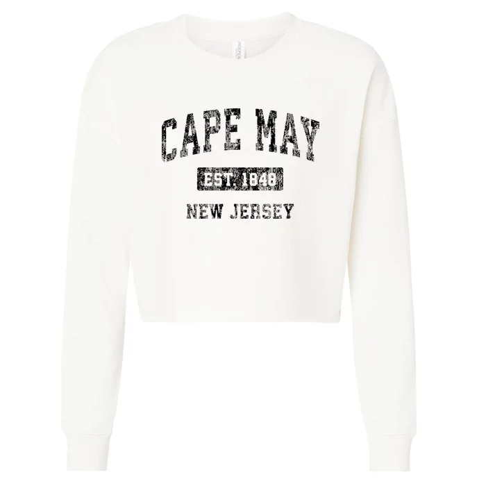 Cape May New Jersey Nj Vintage Sports Cropped Pullover Crew