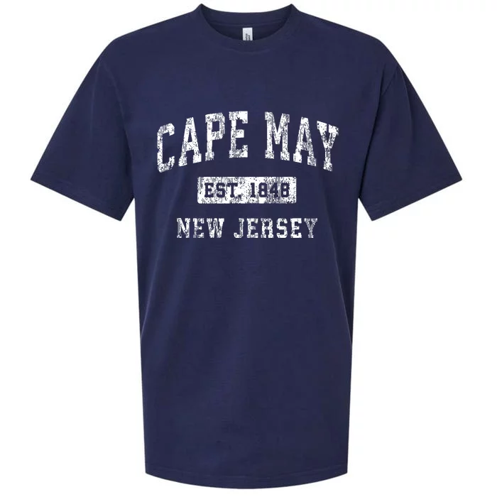 Cape May New Jersey Nj Vintage Established Sports Design Sueded Cloud Jersey T-Shirt