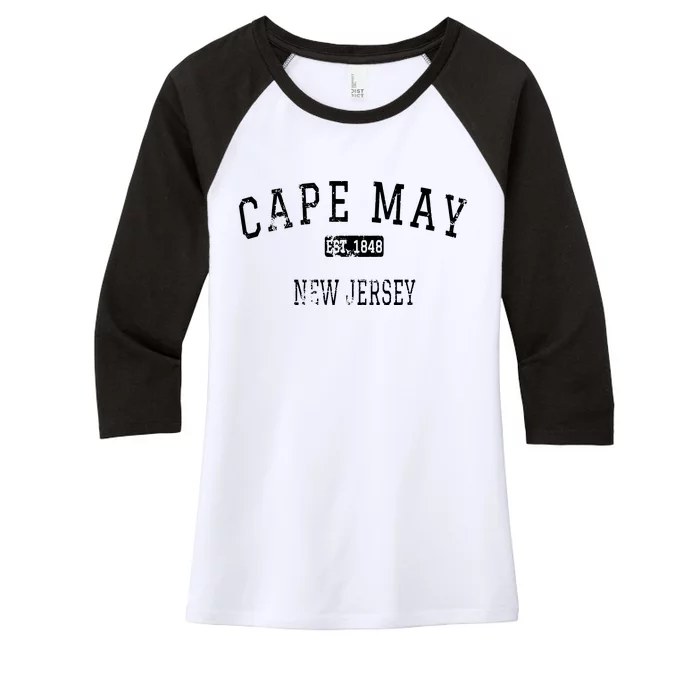 Cape May New Jersey Nj Vintage Women's Tri-Blend 3/4-Sleeve Raglan Shirt