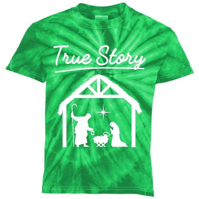 Christmas Manger Nativity Scene True Story Wise Kids Tie-Dye T-Shirt