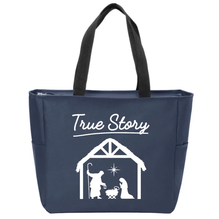 Christmas Manger Nativity Scene True Story Wise Zip Tote Bag