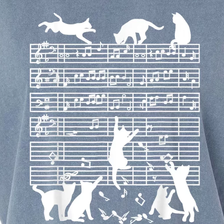 Cats Musical Notes Music Musician Composer Cat Lover Garment-Dyed Women's Muscle Tee