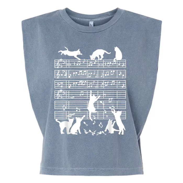 Cats Musical Notes Music Musician Composer Cat Lover Garment-Dyed Women's Muscle Tee