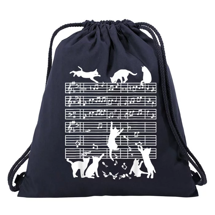 Cats Musical Notes Music Musician Composer Cat Lover Drawstring Bag