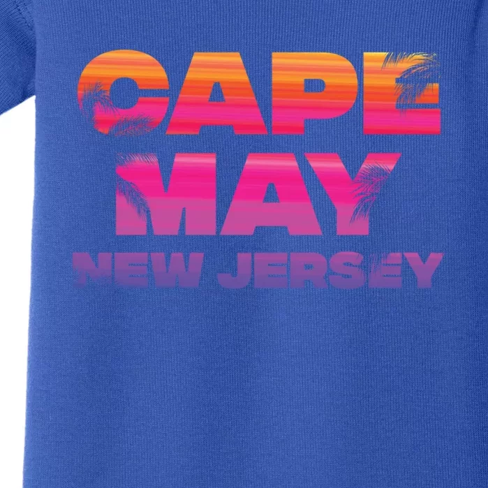 Cape May Nj Rainbow Souvenir Colorful Sunset Family Trip Gift Baby Bodysuit