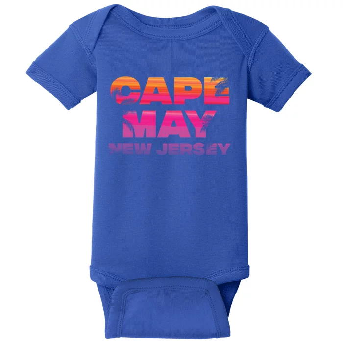 Cape May Nj Rainbow Souvenir Colorful Sunset Family Trip Gift Baby Bodysuit