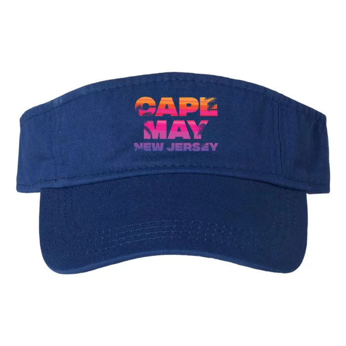 Cape May Nj Rainbow Souvenir Colorful Sunset Family Trip Gift Valucap Bio-Washed Visor