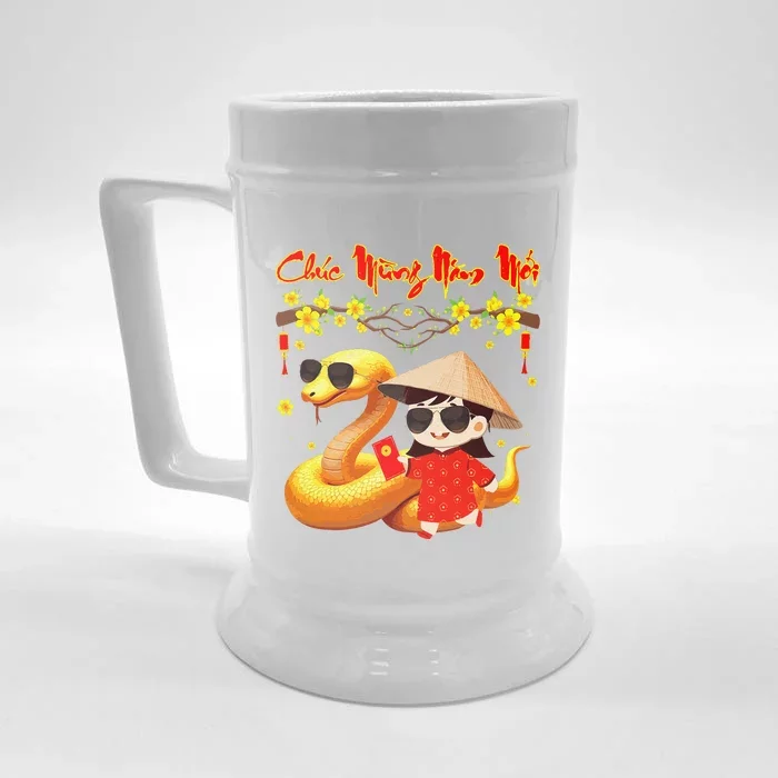 Chuc Mung Nam Moi Xuan At Ty Happy Tet 2025 Vietnamese Front & Back Beer Stein