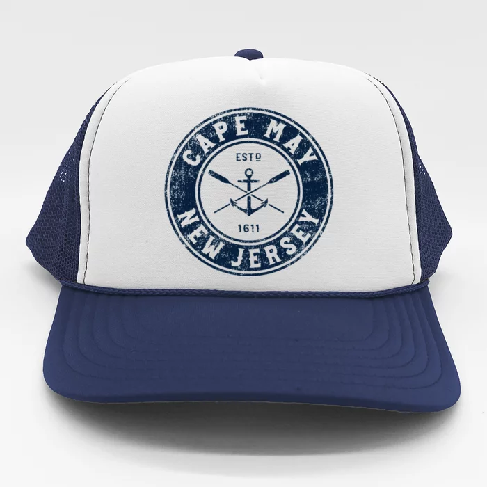 Cape May New Jersey Nj Vintage Boat Anchor & Oars Trucker Hat