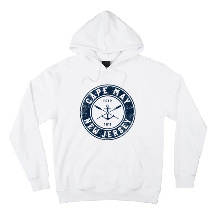 Cape May New Jersey Nj Vintage Boat Anchor & Oars Hoodie