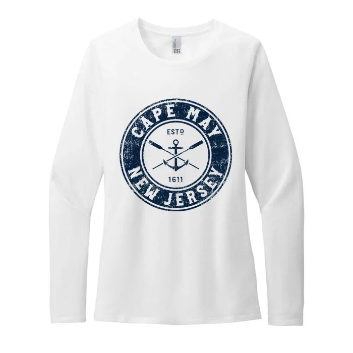 Cape May New Jersey Nj Vintage Boat Anchor & Oars Womens CVC Long Sleeve Shirt