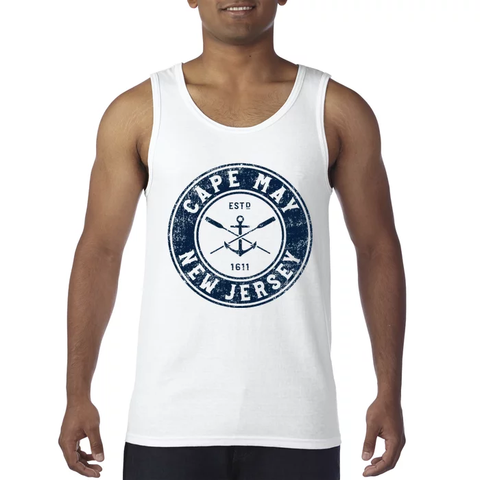 Cape May New Jersey Nj Vintage Boat Anchor & Oars Tank Top