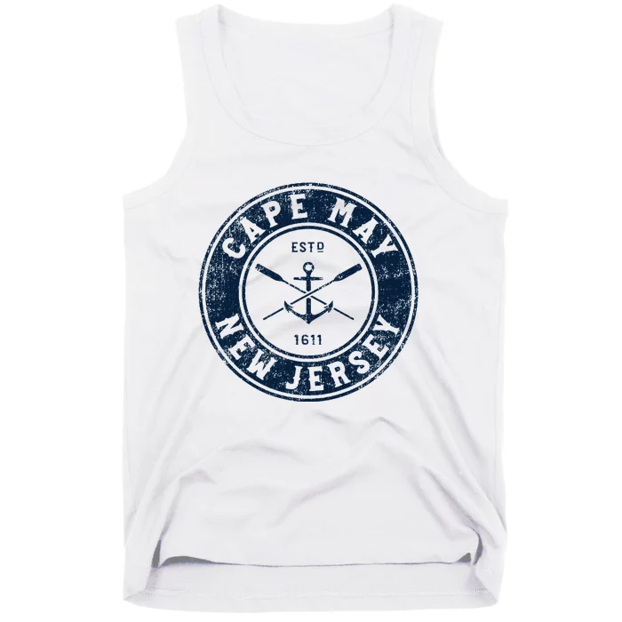 Cape May New Jersey Nj Vintage Boat Anchor & Oars Tank Top