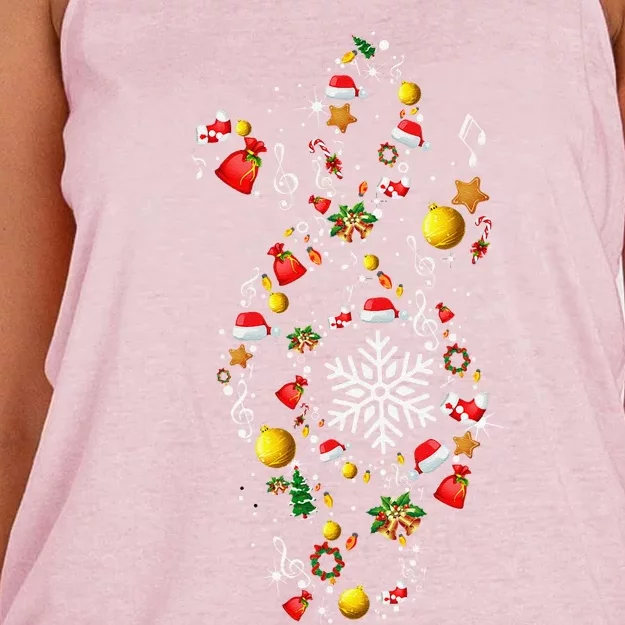 Christmas Musical Note Music Lover Teacher Sing Carols Xmas Women's Knotted Racerback Tank