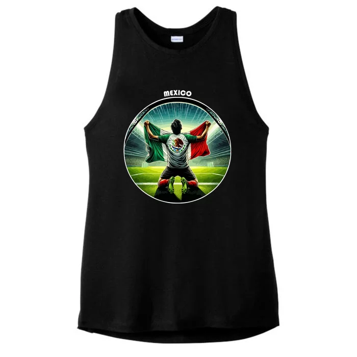 Cool Mexico National Soccer Team With Flag Ladies Tri-Blend Wicking Tank