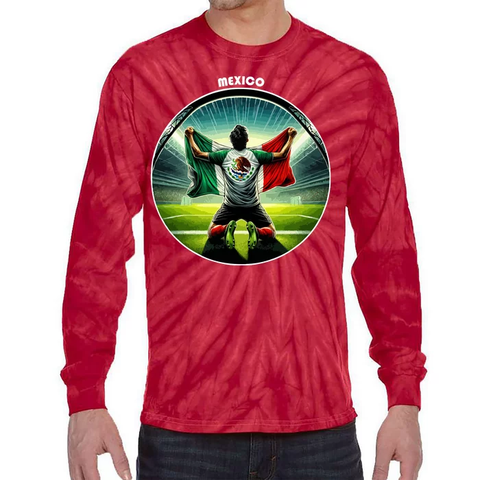 Cool Mexico National Soccer Team With Flag Tie-Dye Long Sleeve Shirt