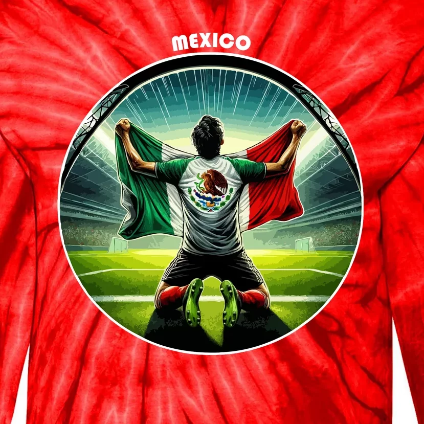 Cool Mexico National Soccer Team With Flag Tie-Dye Long Sleeve Shirt