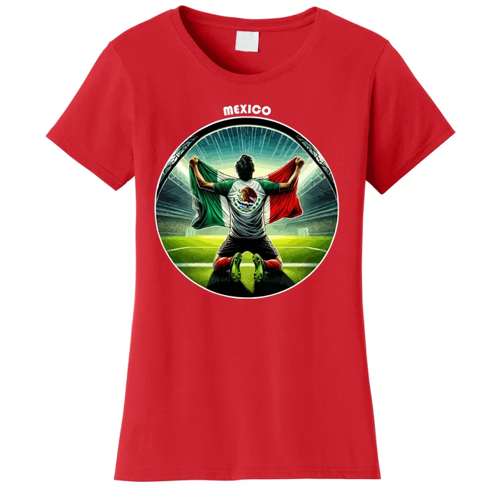 Cool Mexico National Soccer Team With Flag Women's T-Shirt