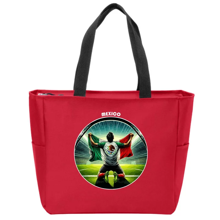 Cool Mexico National Soccer Team With Flag Zip Tote Bag