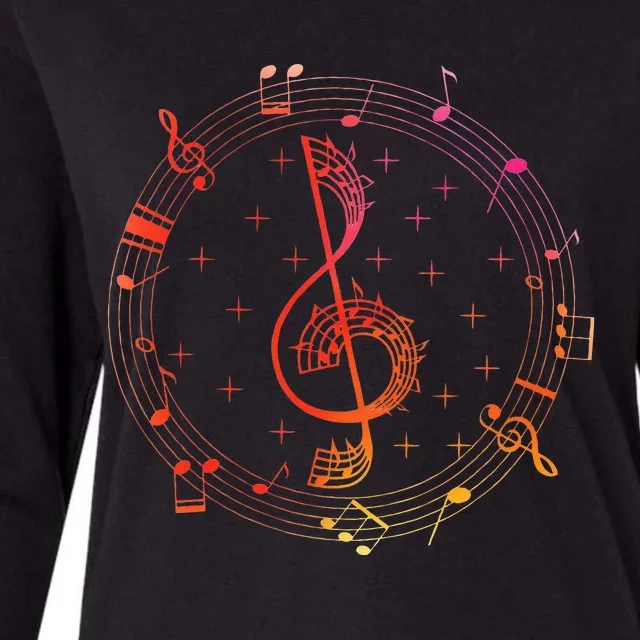 Cut Music Notes Clef Teacher Musical Notes And Flowers Womens Cotton Relaxed Long Sleeve T-Shirt