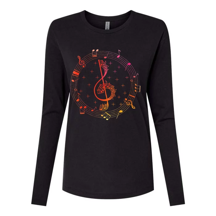 Cut Music Notes Clef Teacher Musical Notes And Flowers Womens Cotton Relaxed Long Sleeve T-Shirt